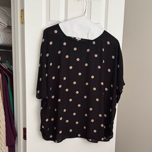 Anne Klein Black and Tan Polka Dot Blouse